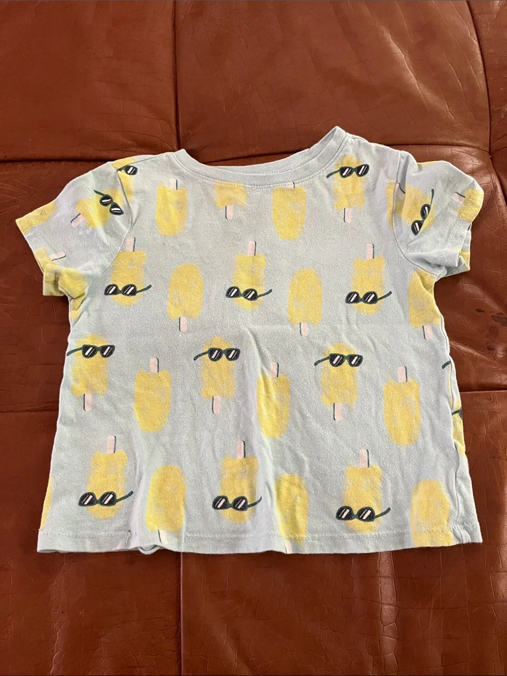 Old Navy Light Blue Tee with Yellow Popsicle Pattern